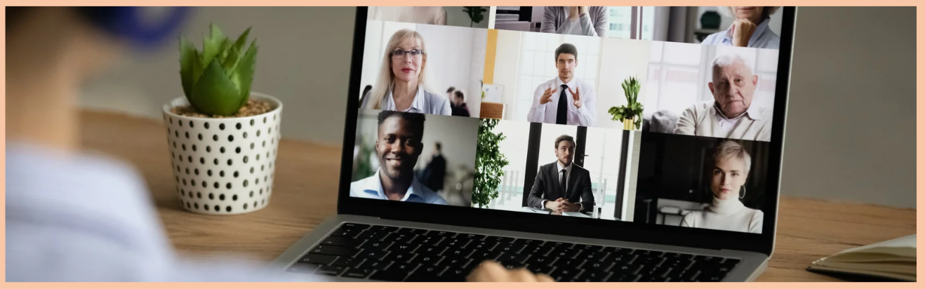 person at a computer attending a virtual event